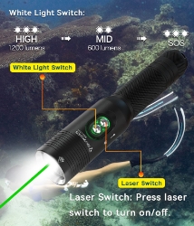 D6GL-1200 - Dive Light w/Laser 1200 Lumens 